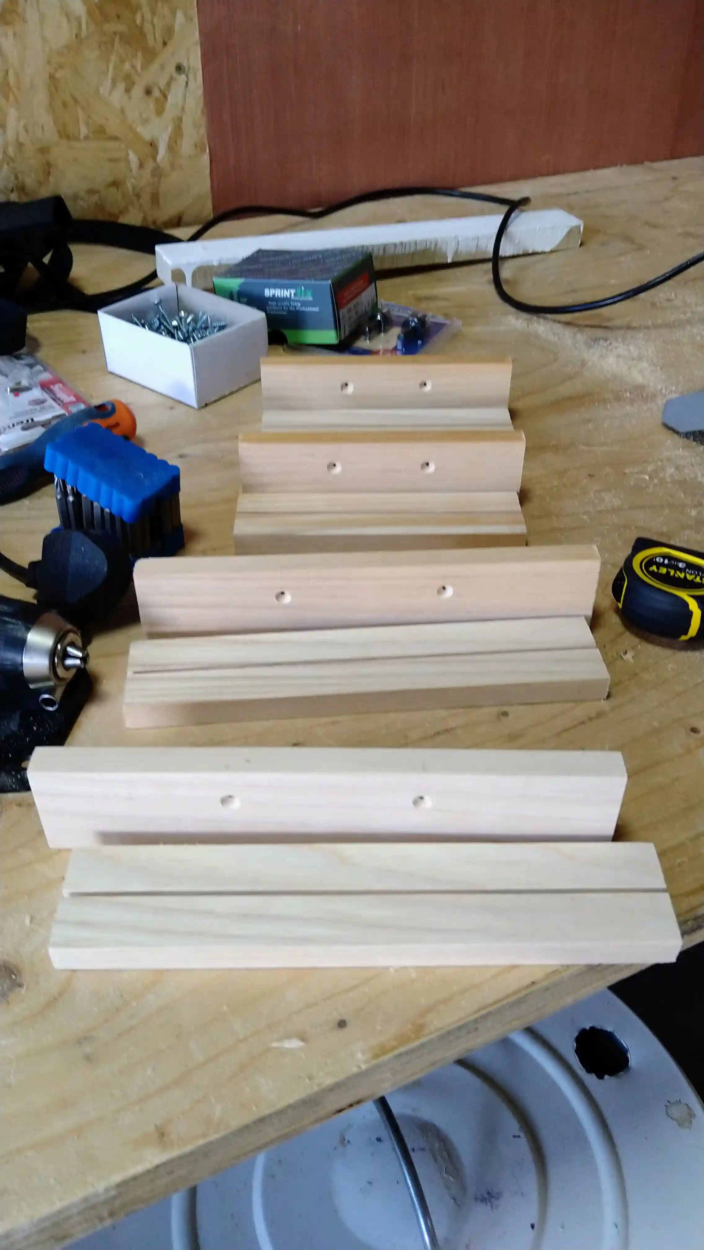 Wood brackets sitting on a table