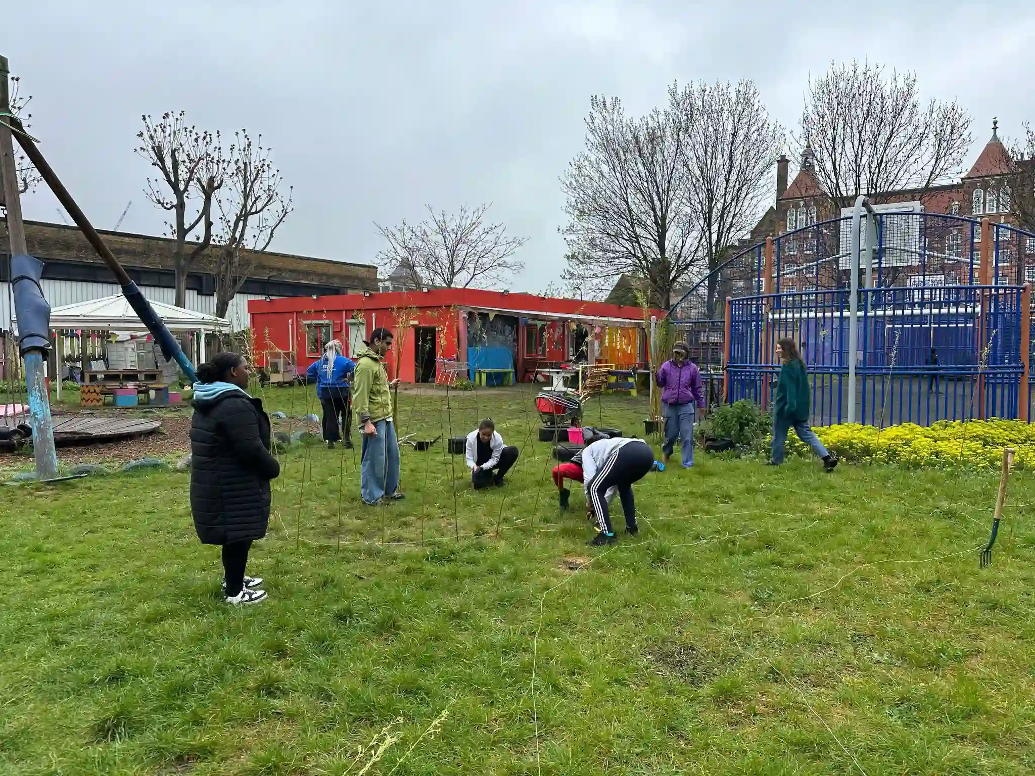 Completed willow tunnel at Pearson Street Adventure Playground, showcasing its arching structure